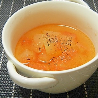 スイカの白い皮で中華スープ
